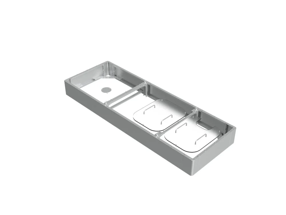 Plexiglas-Abdeckung mit Edelstahlband