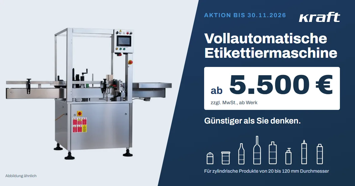 Aktion: vollautomatische Etikettiermaschine ab 5.500 €